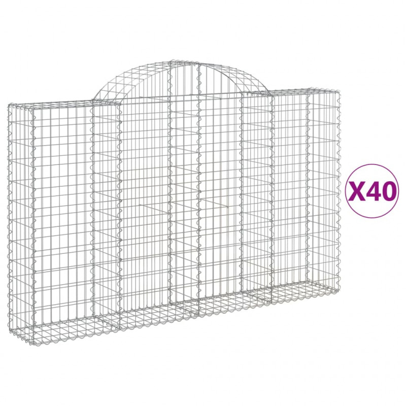 Kosze gabionowe, 40 szt, 200x30x120/140cm, galwanizowane żelazo