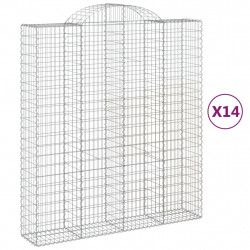 Kosze gabionowe, 14 szt, 200x50x220/240cm, galwanizowane żelazo