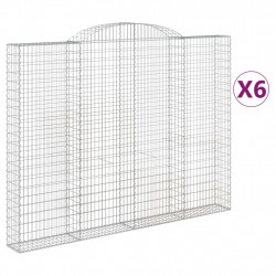 Kosze gabionowe, 6 szt, 300x30x220/240 cm, galwanizowane żelazo