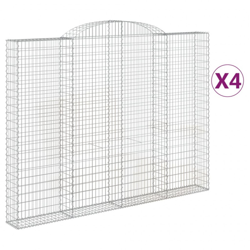 Kosze gabionowe, 4 szt, 300x30x220/240 cm, galwanizowane żelazo