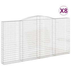 Kosze gabionowe, 8 szt, 400x30x200/220 cm, galwanizowane żelazo