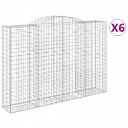 Kosze gabionowe, 6 szt, 300x50x200/220 cm, galwanizowane żelazo