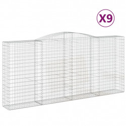 Kosze gabionowe, 9 szt, 400x50x180/200 cm, galwanizowane żelazo