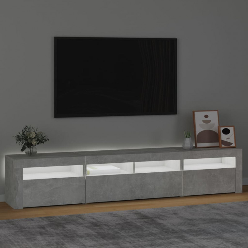 Szafka pod TV z oświetleniem LED, szarość betonu, 210x35x40 cm