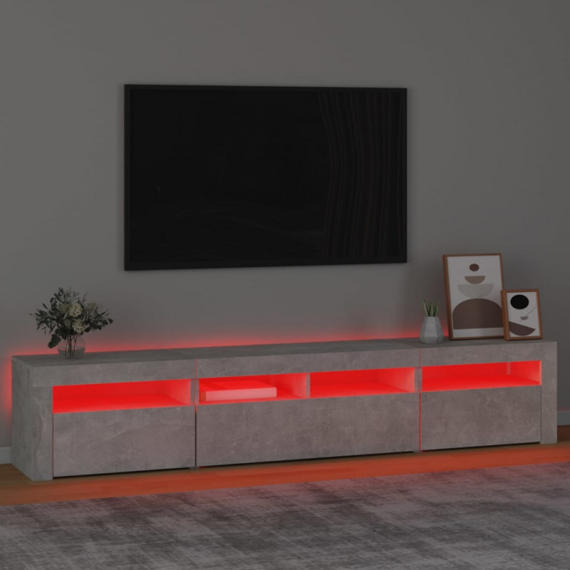 Szafka pod TV z oświetleniem LED, szarość betonu, 210x35x40 cm