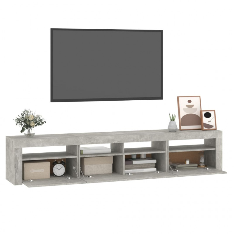 Szafka pod TV z oświetleniem LED, szarość betonu, 210x35x40 cm