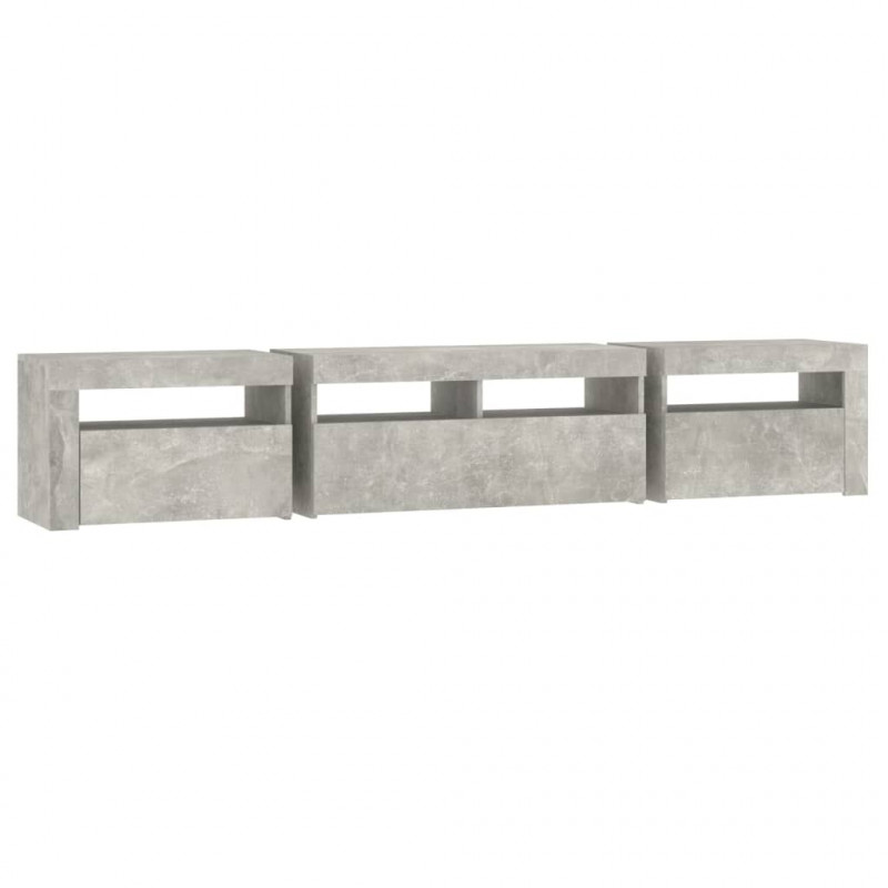 Szafka pod TV z oświetleniem LED, szarość betonu, 210x35x40 cm