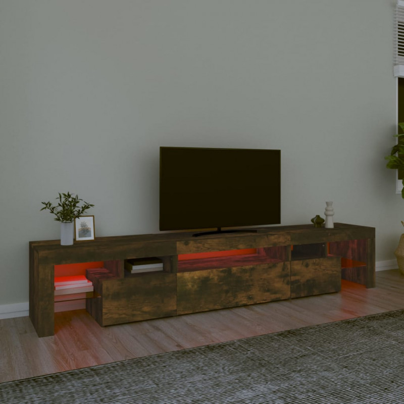 Szafka pod TV z oświetleniem LED przydymiony dąb 215x36,5x40 cm