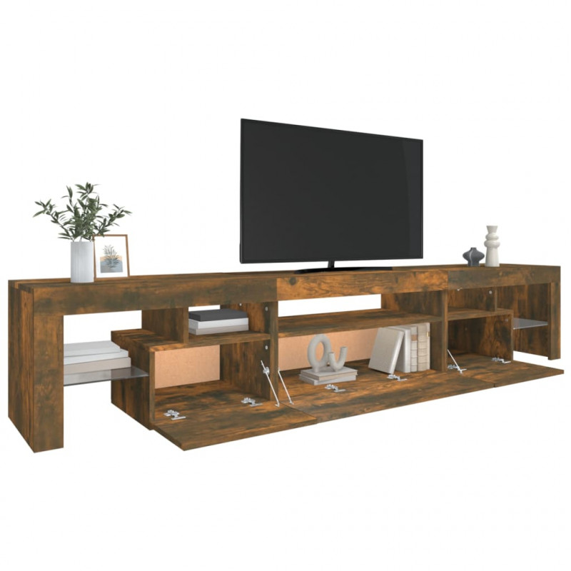 Szafka pod TV z oświetleniem LED przydymiony dąb 215x36,5x40 cm