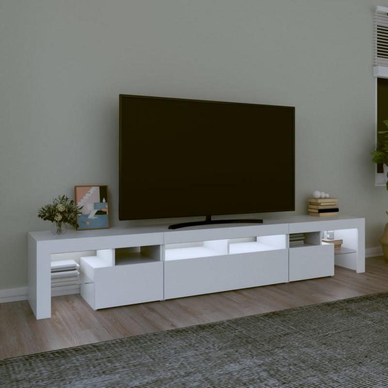 Szafka pod TV z oświetleniem LED, biała, 230x36,5x40 cm