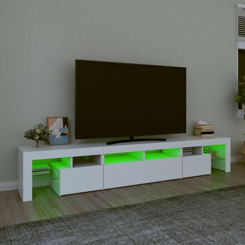 Szafka pod TV z oświetleniem LED, biała, 230x36,5x40 cm