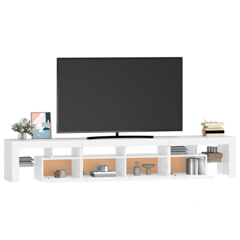 Szafka pod TV z oświetleniem LED, biała, 230x36,5x40 cm