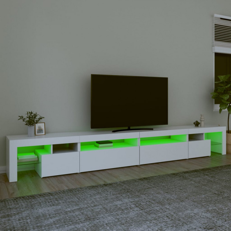 Szafka pod TV z oświetleniem LED, biała, 290x36,5x40 cm