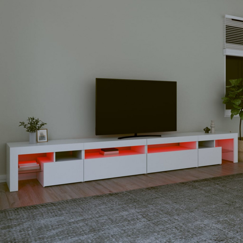 Szafka pod TV z oświetleniem LED, biała, 290x36,5x40 cm