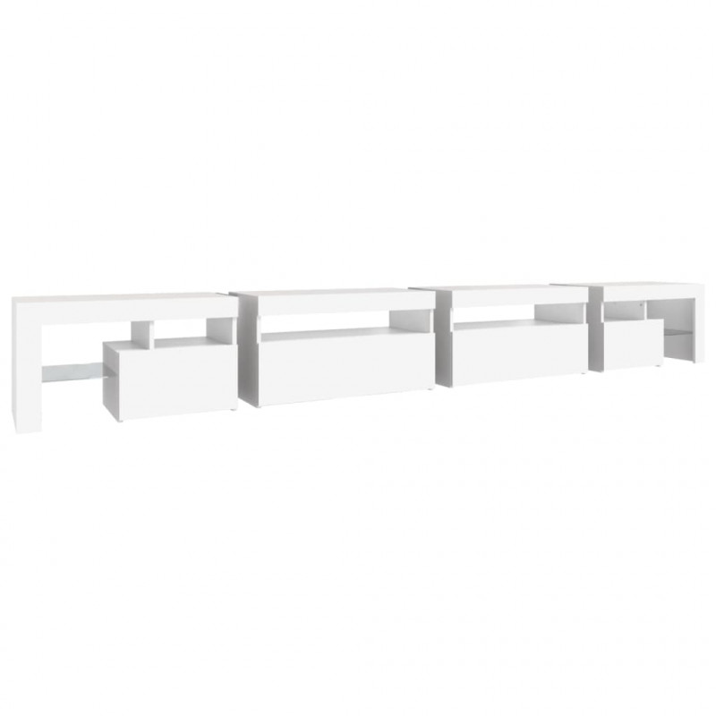 Szafka pod TV z oświetleniem LED, biała, 290x36,5x40 cm