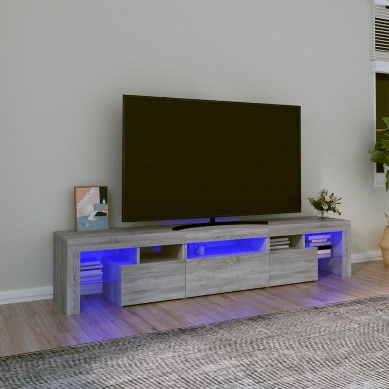 Szafka pod TV z oświetleniem LED szary dąb sonoma 200x36,5x40cm