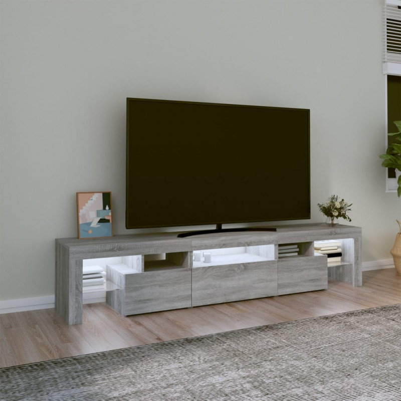 Szafka pod TV z oświetleniem LED szary dąb sonoma 200x36,5x40cm