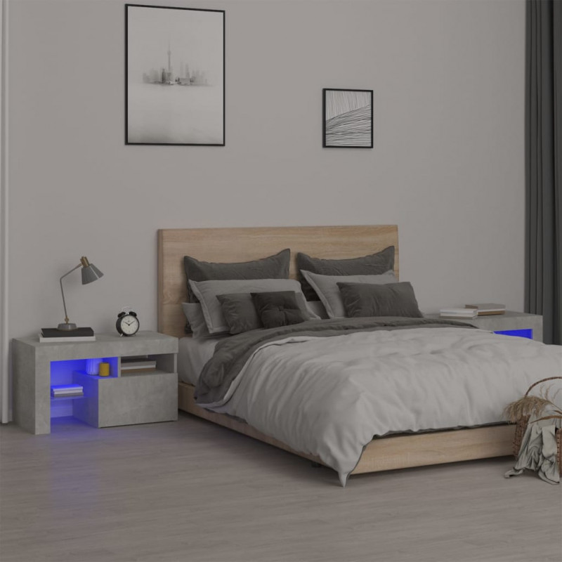 Szafki z oświetleniem LED, 2 szt., szarość betonu, 70x36,5x40cm