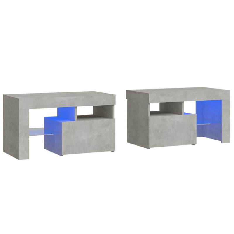 Szafki z oświetleniem LED, 2 szt., szarość betonu, 70x36,5x40cm