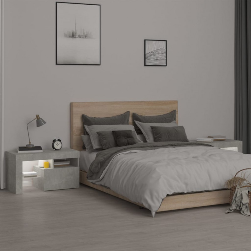 Szafki z oświetleniem LED, 2 szt., szarość betonu, 70x36,5x40cm