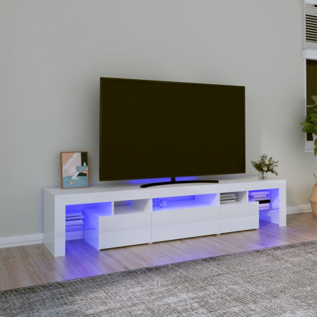 Szafka pod TV z oświetleniem LED, biała 200x36,5x40 cm