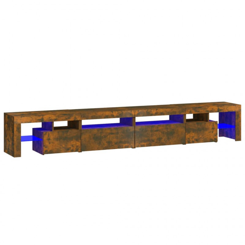 Szafka pod TV z LED, przydymiony dąb, 260x36,5x40 cm