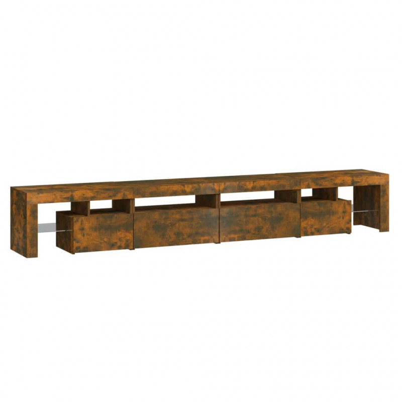 Szafka pod TV z LED, przydymiony dąb, 260x36,5x40 cm
