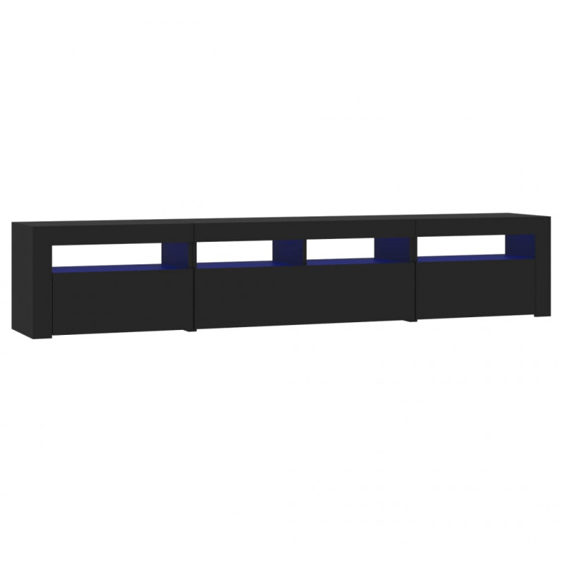 Szafka pod TV z oświetleniem LED, czarna, 210x35x40 cm