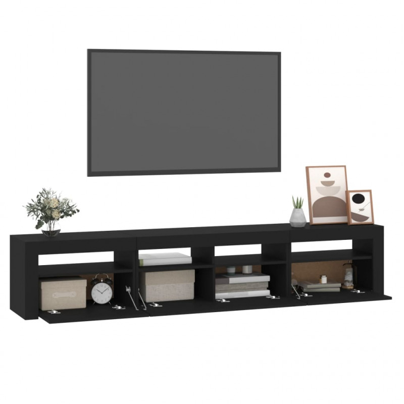 Szafka pod TV z oświetleniem LED, czarna, 210x35x40 cm