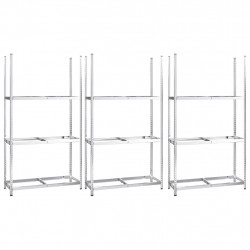 3-poziomowe regały na opony, 3 szt., 110x40x200 cm, stal