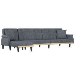 Sofa rozkładana L, ciemnoszara, 271x140x70 cm, aksamit