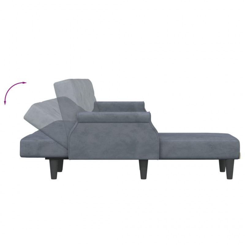 Sofa rozkładana L, ciemnoszara, 271x140x70 cm, aksamit