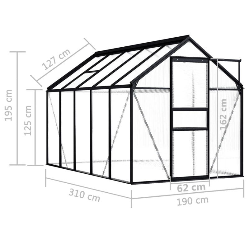 Szklarnia, antracytowa, aluminium, 5,89 m²