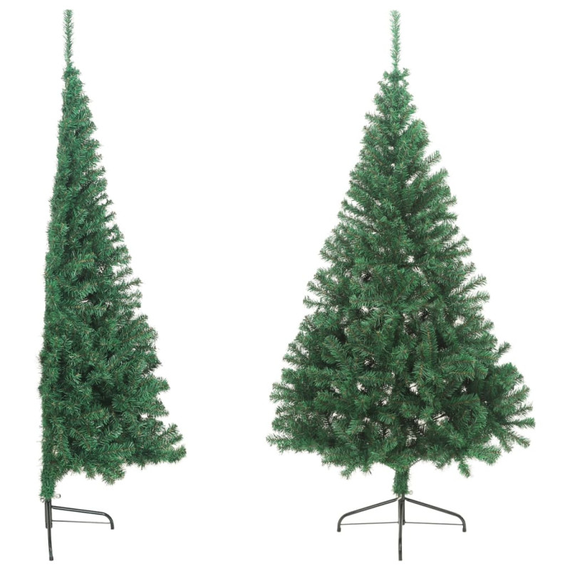 Sztuczna choinka ze stojakiem, połówka, zielona, 240 cm, PVC