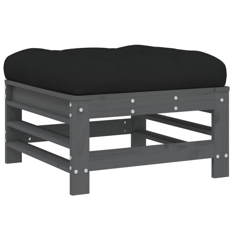 3-cz. zestaw wypoczynkowy do ogrodu, poduszki, szary, drewno