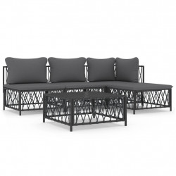 5-cz. zestaw wypoczynkowy do ogrodu, z poduszkami, antracytowy
