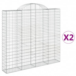 Kosze gabionowe, 2 szt, 200x30x180/200 cm, galwanizowane żelazo