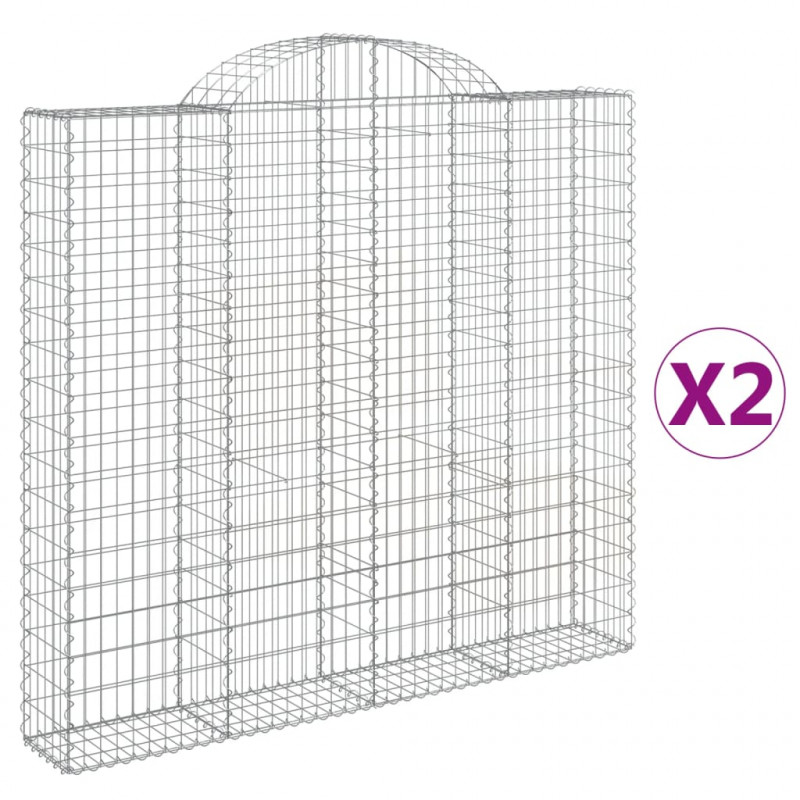 Kosze gabionowe, 2 szt, 200x30x180/200 cm, galwanizowane żelazo
