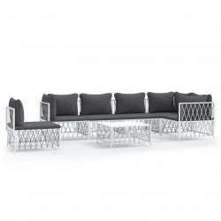 7-cz. zestaw wypoczynkowy do ogrodu, z poduszkami, biały