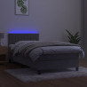 Łóżko kontynentalne z materacem i LED, szare 80x200 cm, aksamit