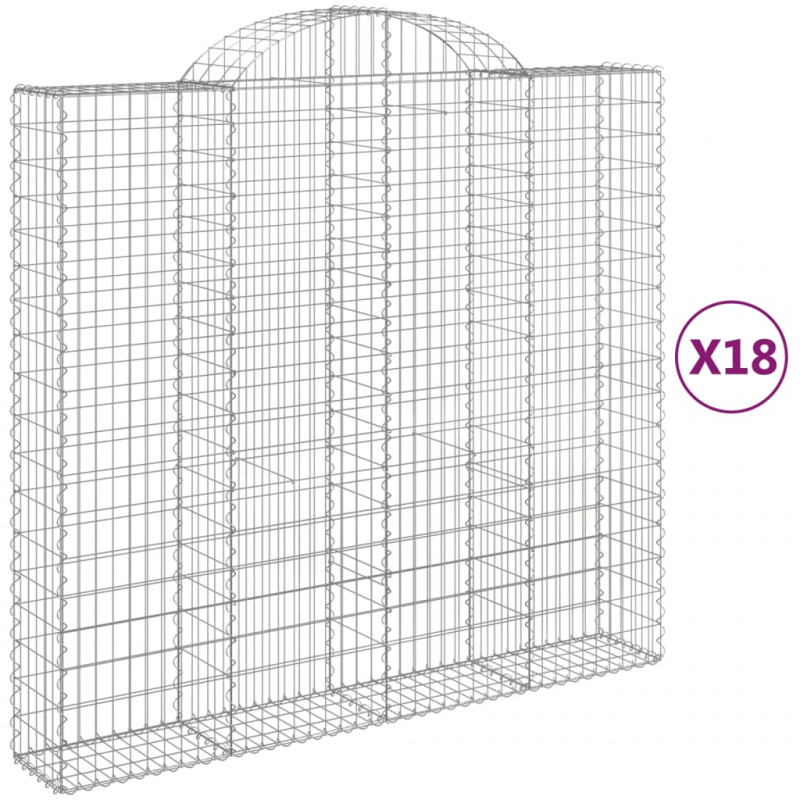 Kosze gabionowe, 18 szt, 200x50x180/200cm, galwanizowane żelazo