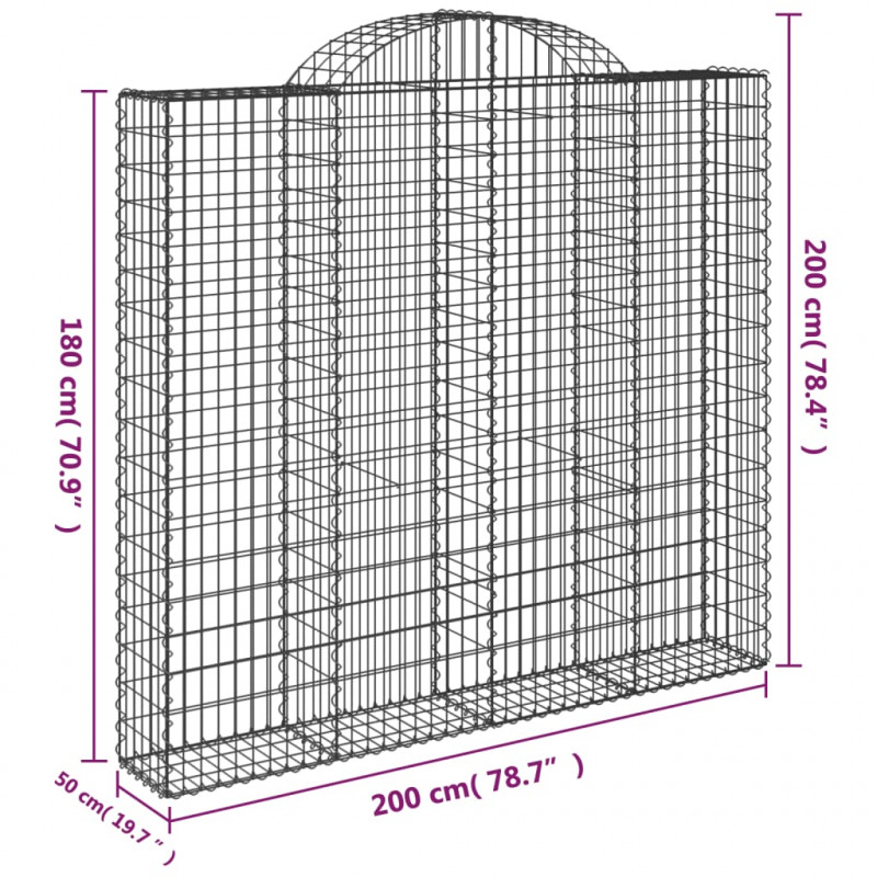 Kosze gabionowe, 18 szt, 200x50x180/200cm, galwanizowane żelazo