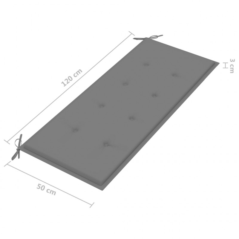 2-os. ławka ogrodowa z poduszką, 120 cm, szara, eukaliptus