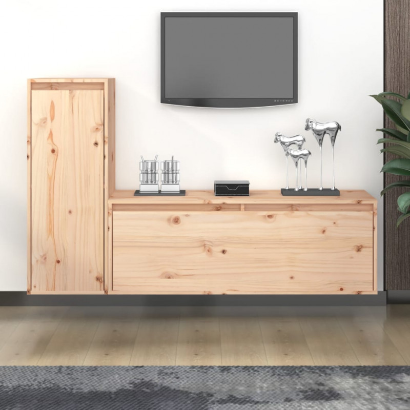 Szafki pod TV, 2 szt., lite drewno sosnowe