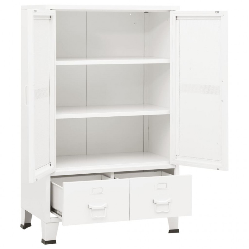 Szafka w stylu industrialnym, biała, 70x40x115 cm, metalowa