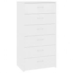 Komoda, 6 szuflad, biała, 50x34x96 cm, materiał drewnopochodny