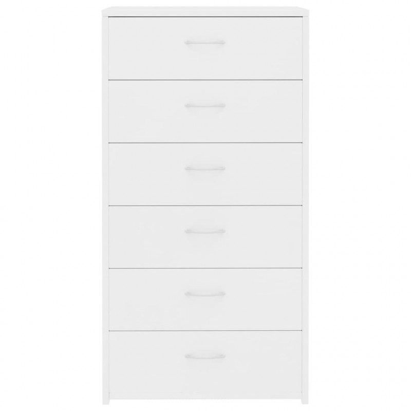 Komoda, 6 szuflad, biała, 50x34x96 cm, materiał drewnopochodny
