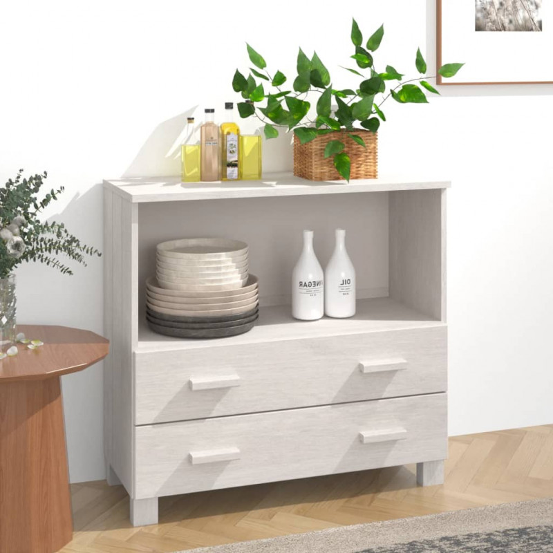 Szafka HAMAR, biała, 85x35x80 cm, lite drewno sosnowe