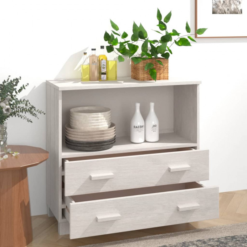 Szafka HAMAR, biała, 85x35x80 cm, lite drewno sosnowe