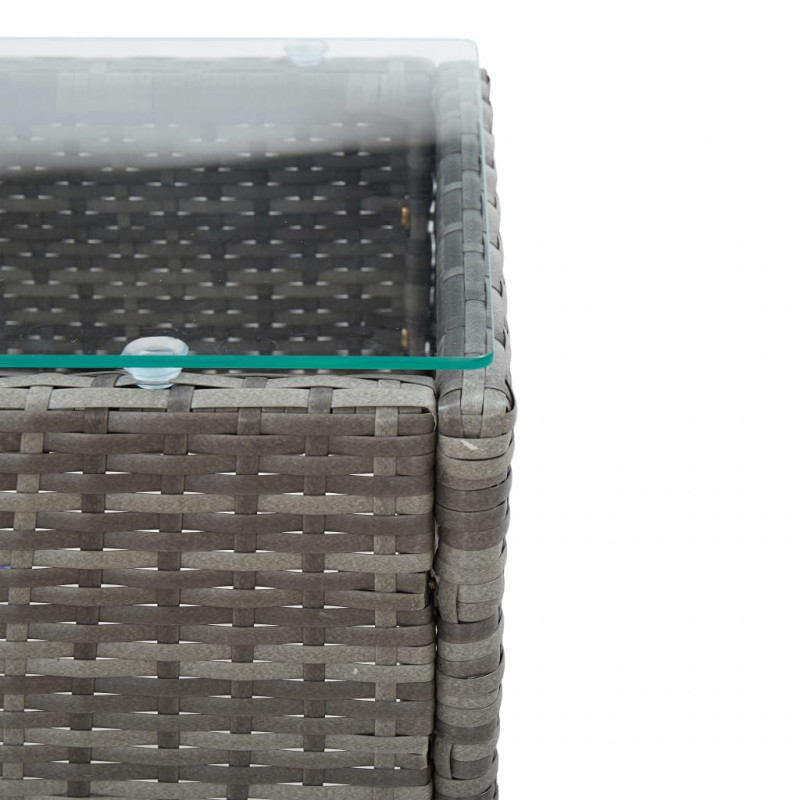 Stolik kawowy, szary, 60x40x36 cm, rattan PE